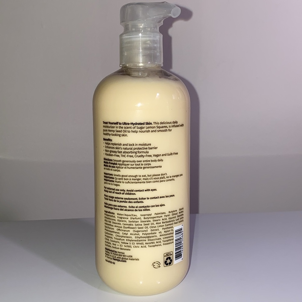 Hempz Treats SUGAR LEMON SQUARES Body Lotion Hemp Seed Oil 16.5 Oz NEW Sealed - Picture 5 of 6
